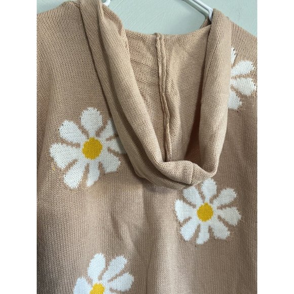 Hazel Moon Women’s Small Flower V-Neck Pullover Hoodie Sweater Distressed Hem - Picture 5 of 7